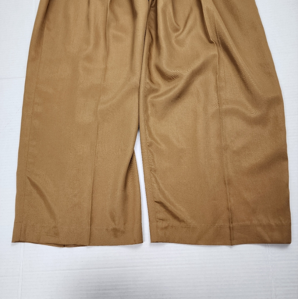 Banana Republic Wide Leg Pants Pleated Trouser Tan Tencel Lyocell Size 18 - Picture 7 of 12